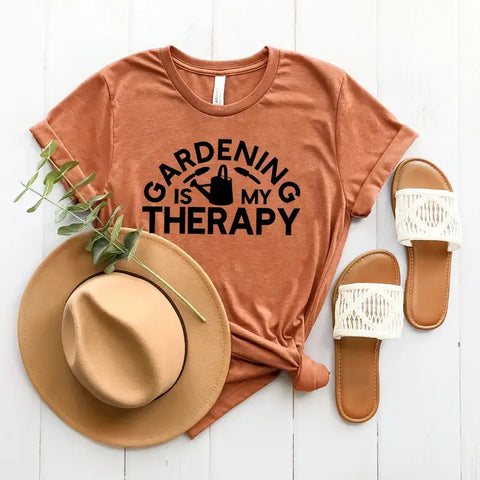 T-Skjorte Gardening is my therapy, oransje