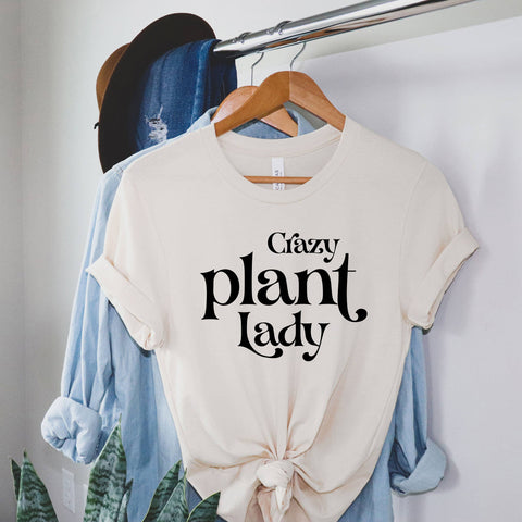 T-Skjorte Crazy plant lady, kremhvit