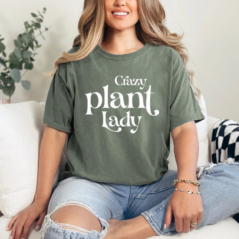 T-skjorte Crazy plant lady, Vintage grønn