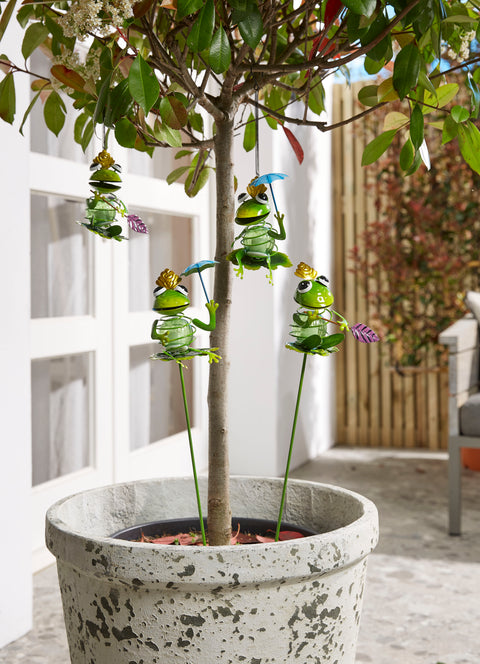 2-pk frosker på pinne med solcellebelysning