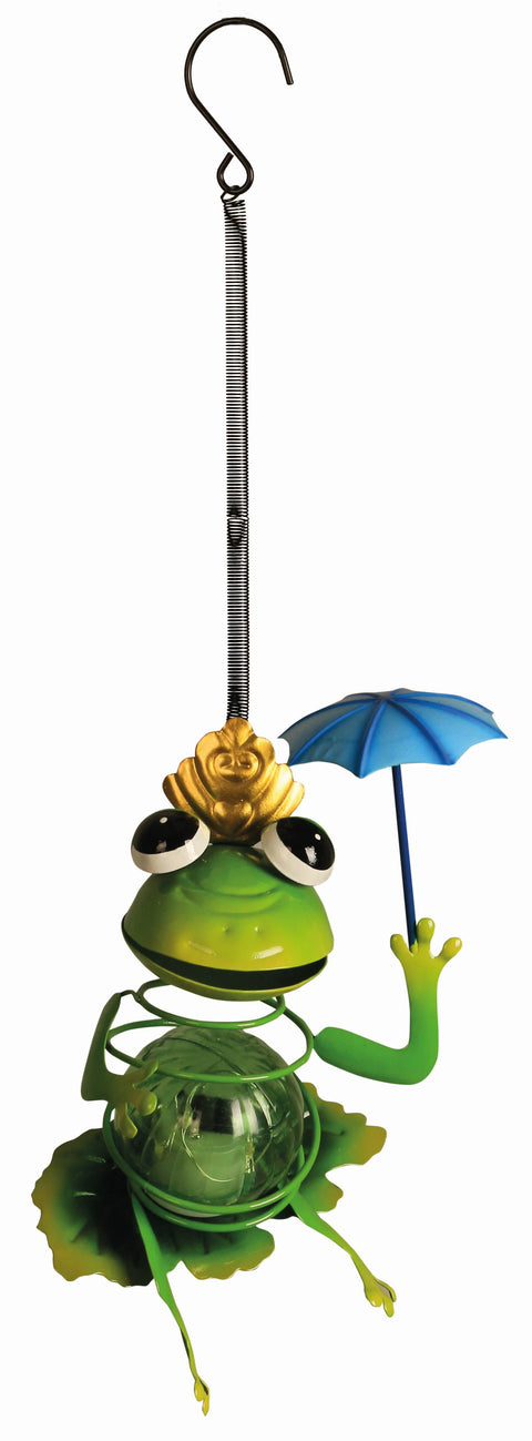 Hengende frosk med paraply solcellebelysning