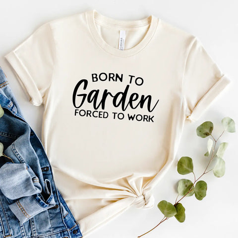 T-Skjorte Born to garden, kremhvit