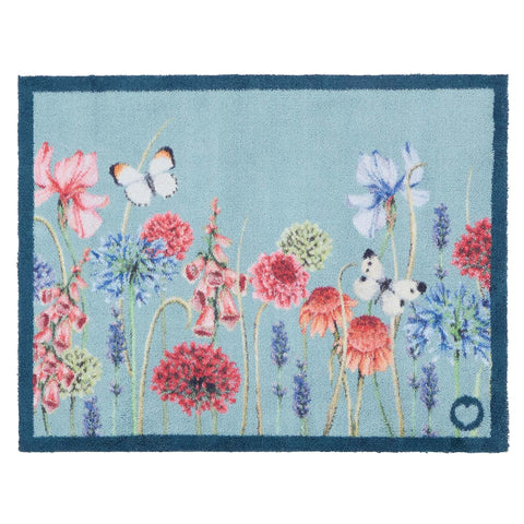Dørmatte maskinvaskbar, Butterfly Garden Blue