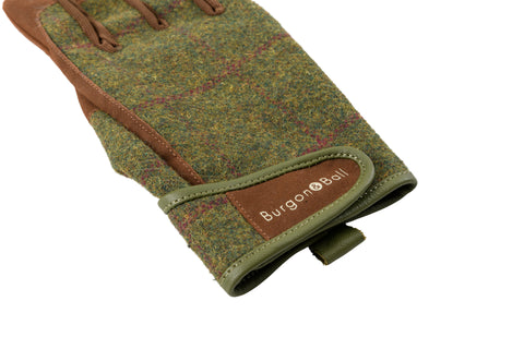 Hagehansker til menn, grønn tweed