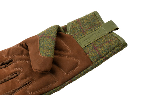 Hagehansker til menn, grønn tweed