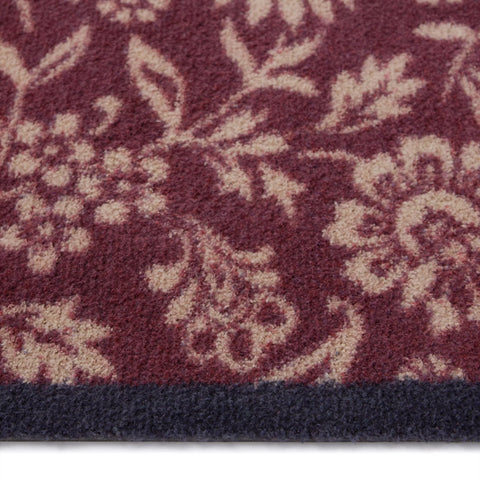 Dørmatte maskinvaskbar, Paisley floral burgundy
