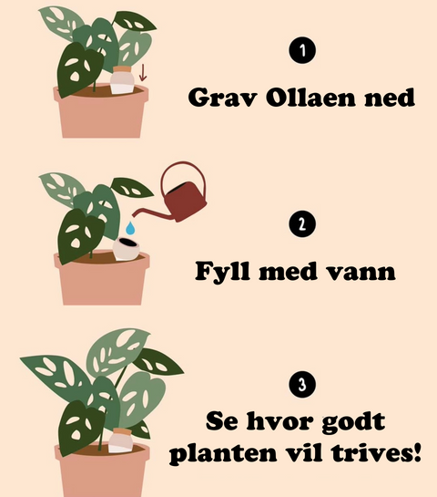 3pk mini håndlaget Olla selvvanning, terracotta