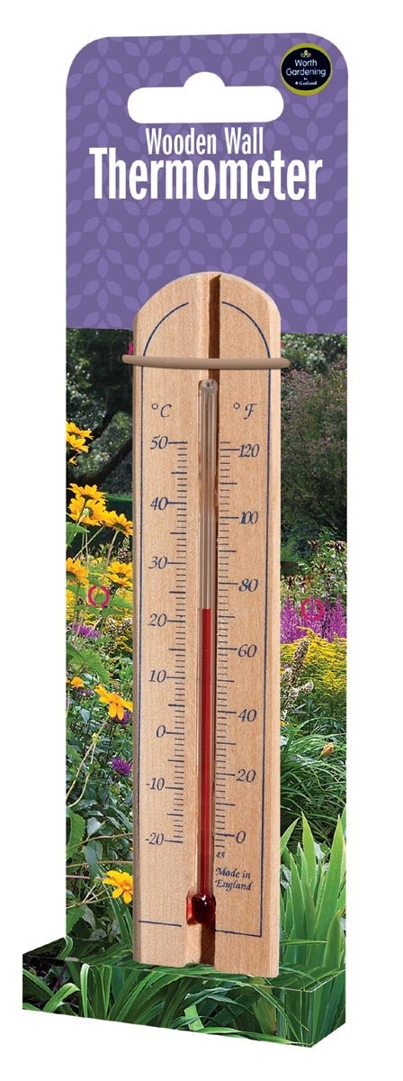 Veggtermometer i treverk
